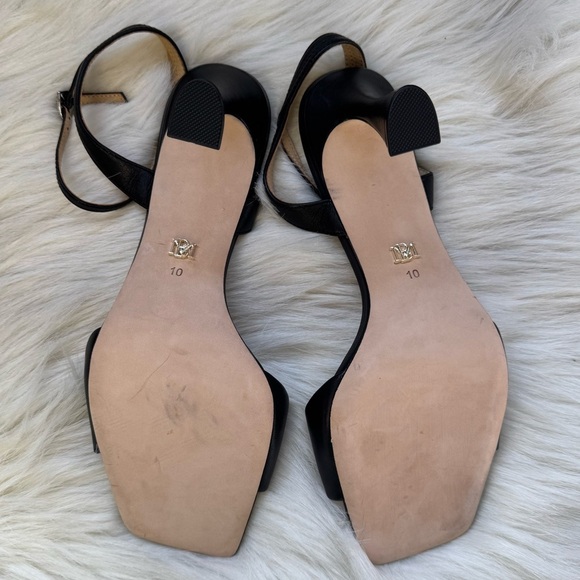New Badgley Mischka Cady Sandals Heart Shaped Buckle Black Leather - Picture 7 of 7